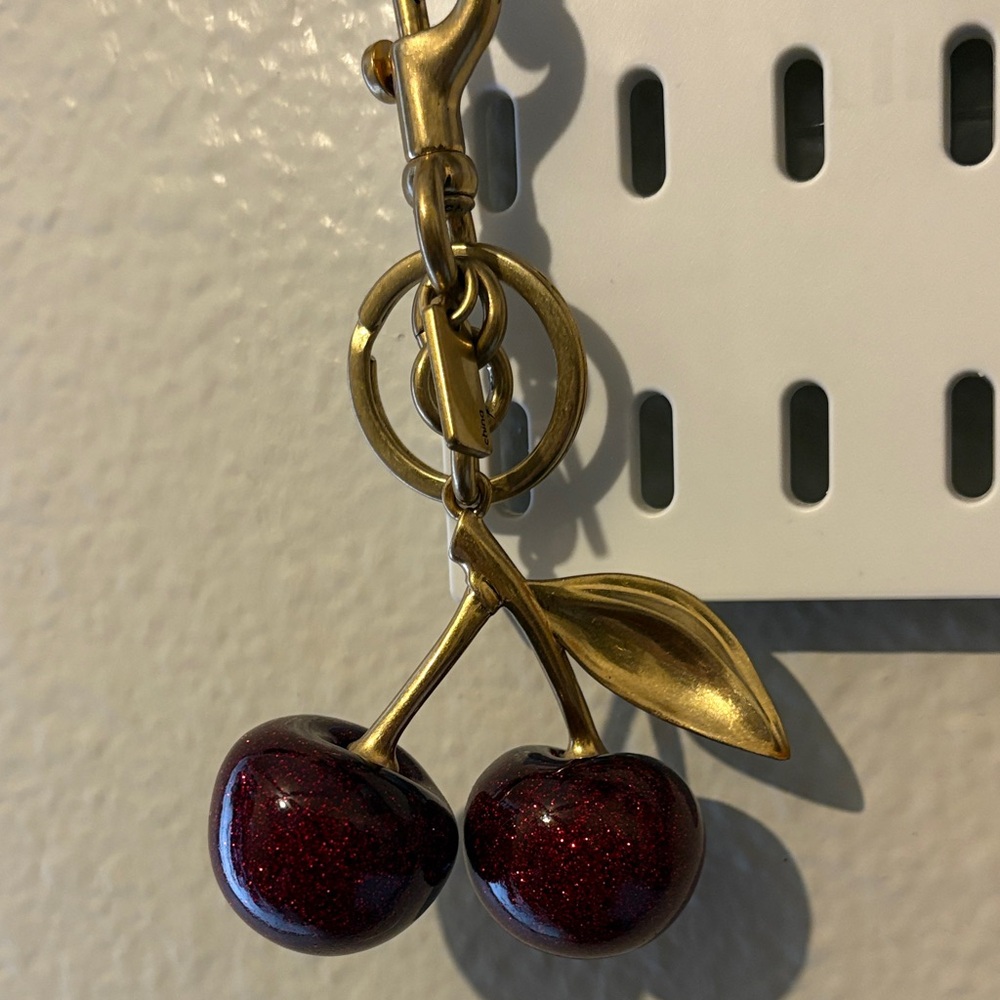 Authentic Coach Gold and Deep Red Cherry Keychain - Picture 7 of 7